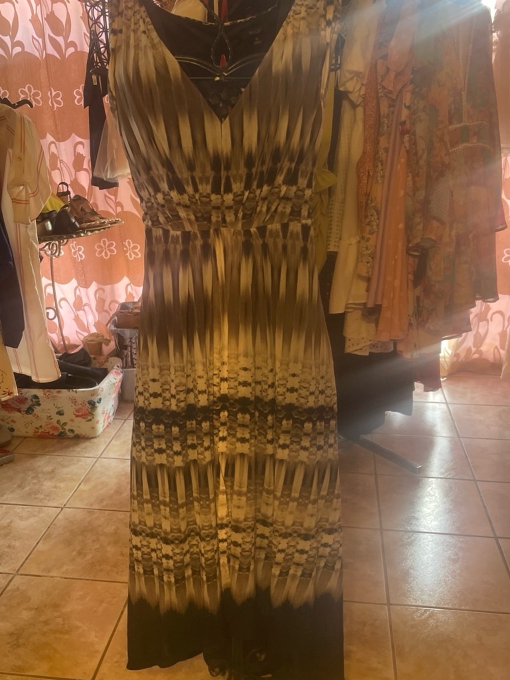 Simply Vera Vera Wang Black and Cream Ombre Pattern Maxi Dress
